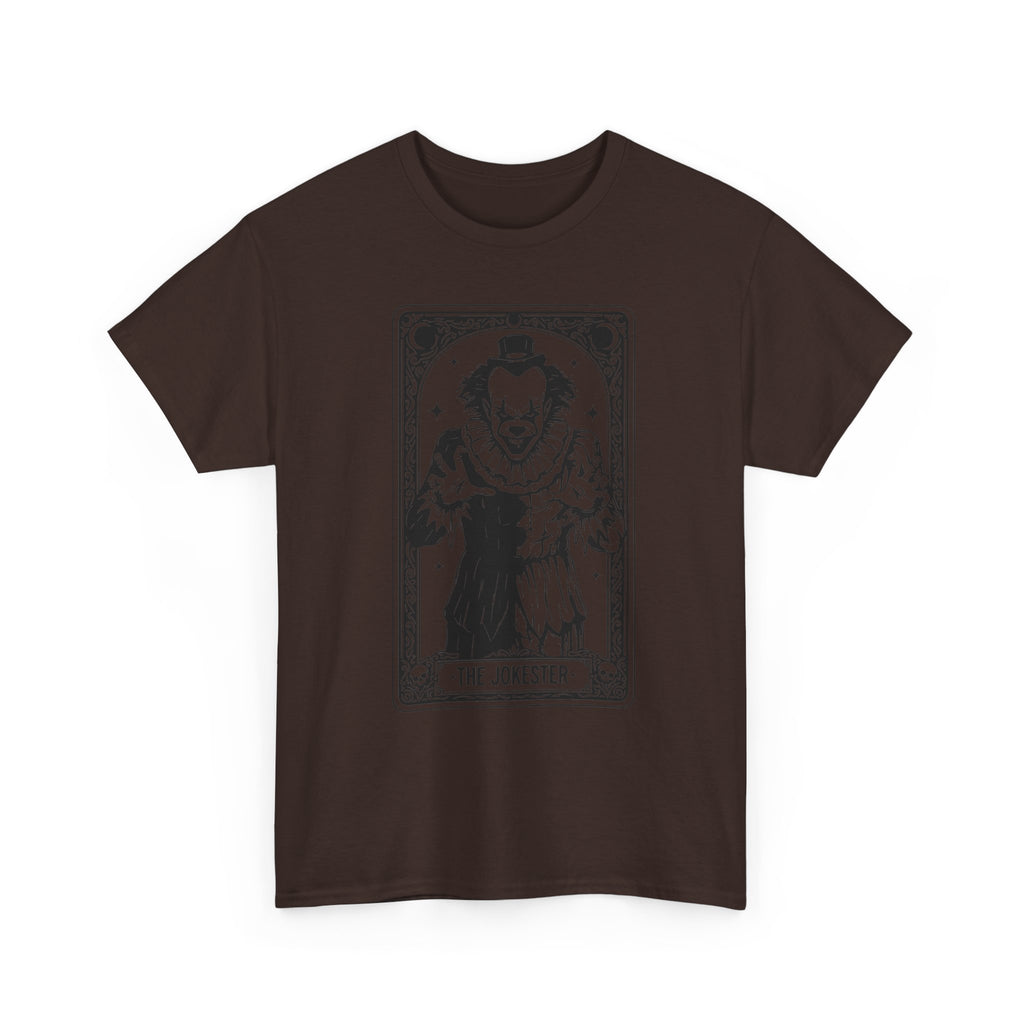 The Jokester Tarot Tee — Vintage Black & White Clown Graphic T‑Shirt