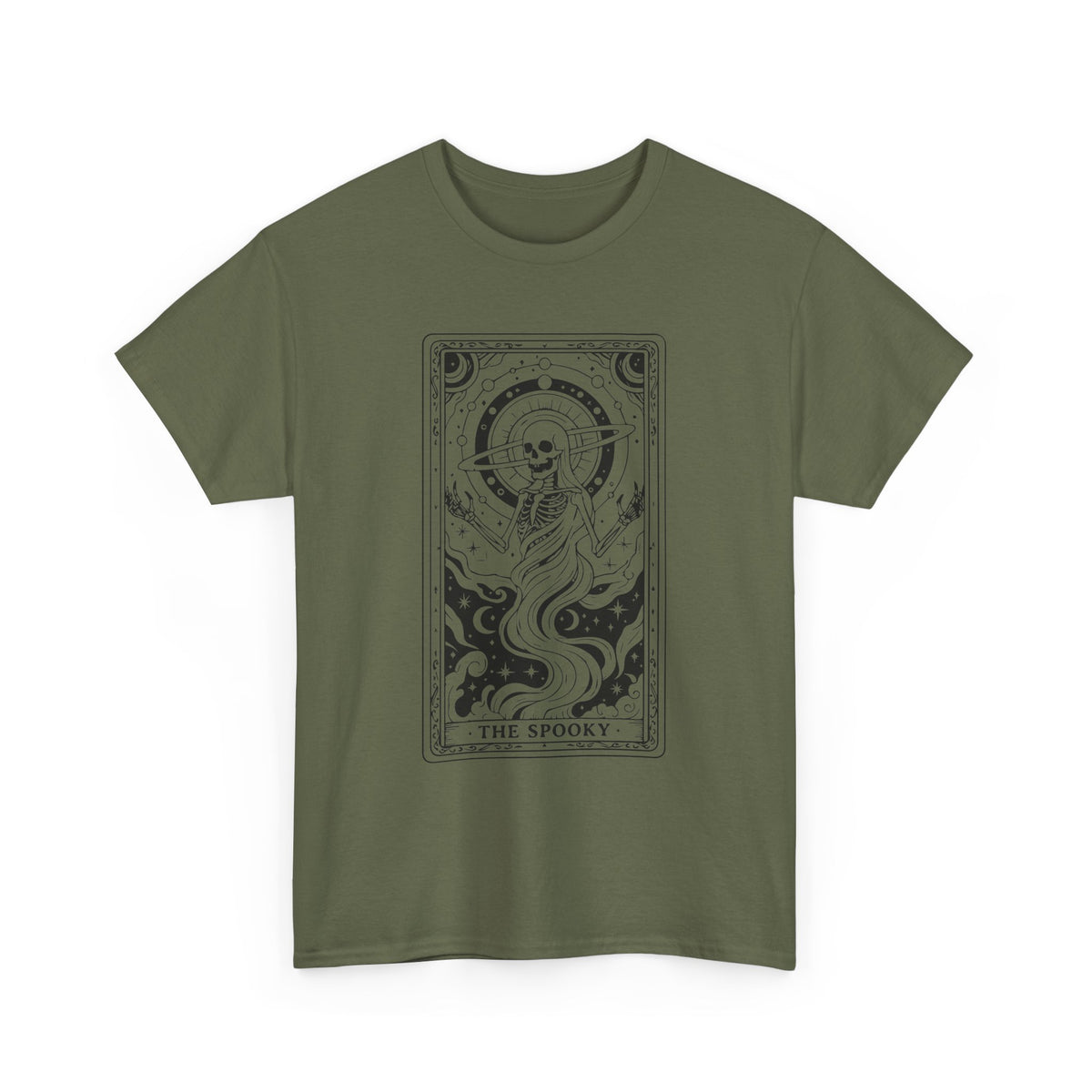 Tarot Skull Flame T‑Shirt — 'The Spooky' Gothic Graphic Tee