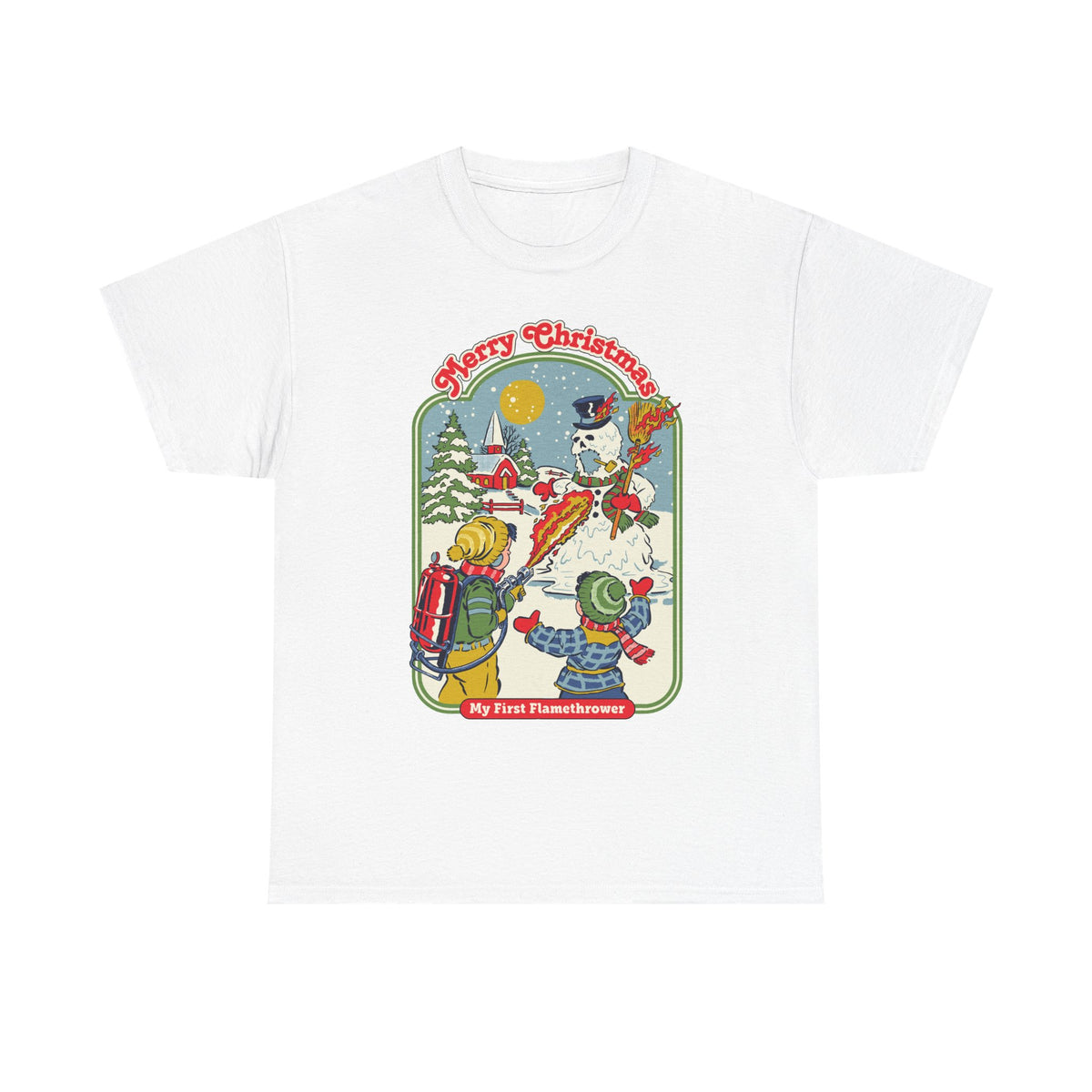 Christmas Kids Tee — 'Merry Christmas' Vintage Snowman Sledding Design