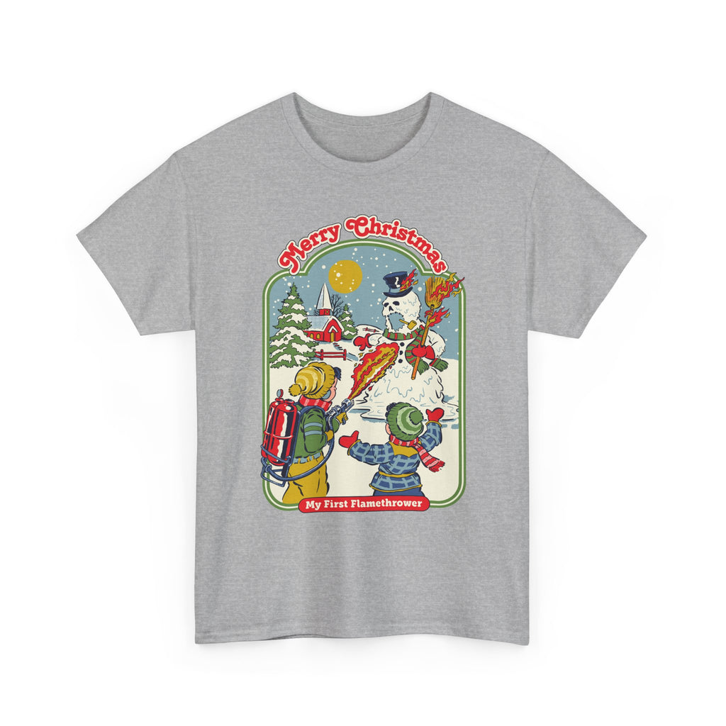 Christmas Kids Tee — 'Merry Christmas' Vintage Snowman Sledding Design