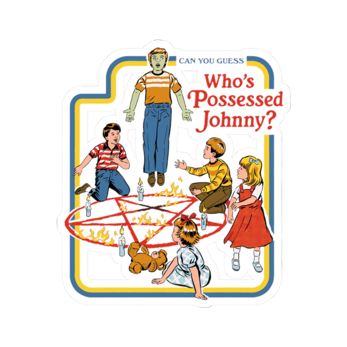 Who's Possessed Johnny? Kiss-Cut Sticker - Retro Creepy Kids Ouija Art