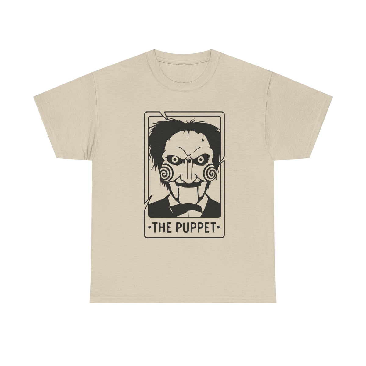 Horror Puppet Graphic Tee — "The Puppet" Vintage Creepy Mask T‑Shirt