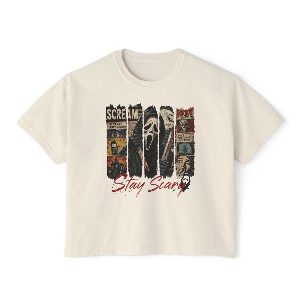 Stay Scary Scream Graphic Women's Boxy Tee
