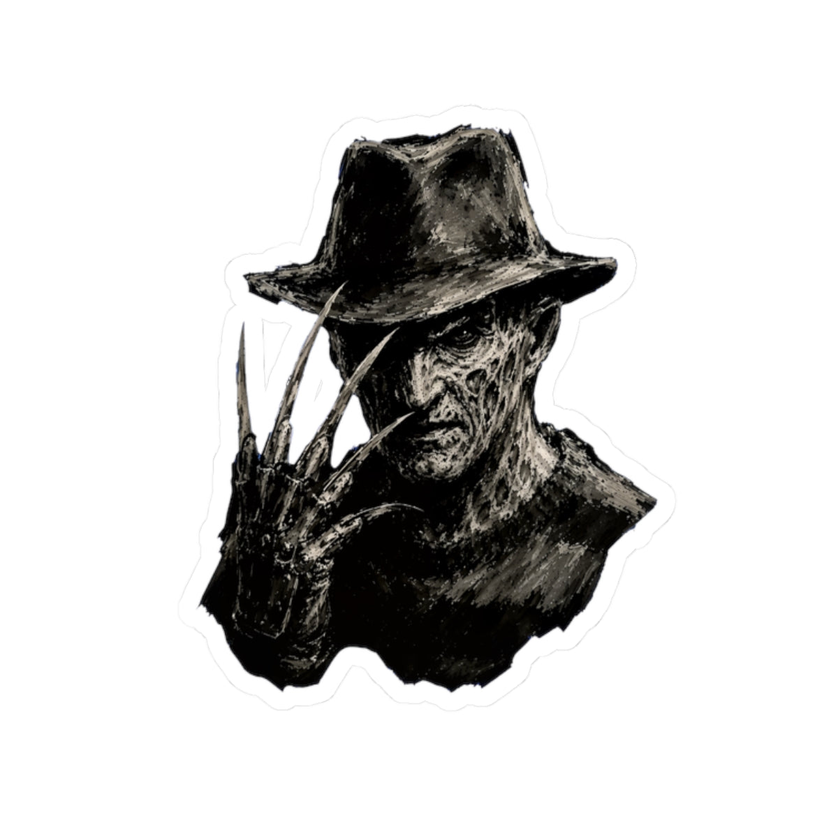Horror Icon Sticker — Freddy Krueger Style Kiss-Cut Decal