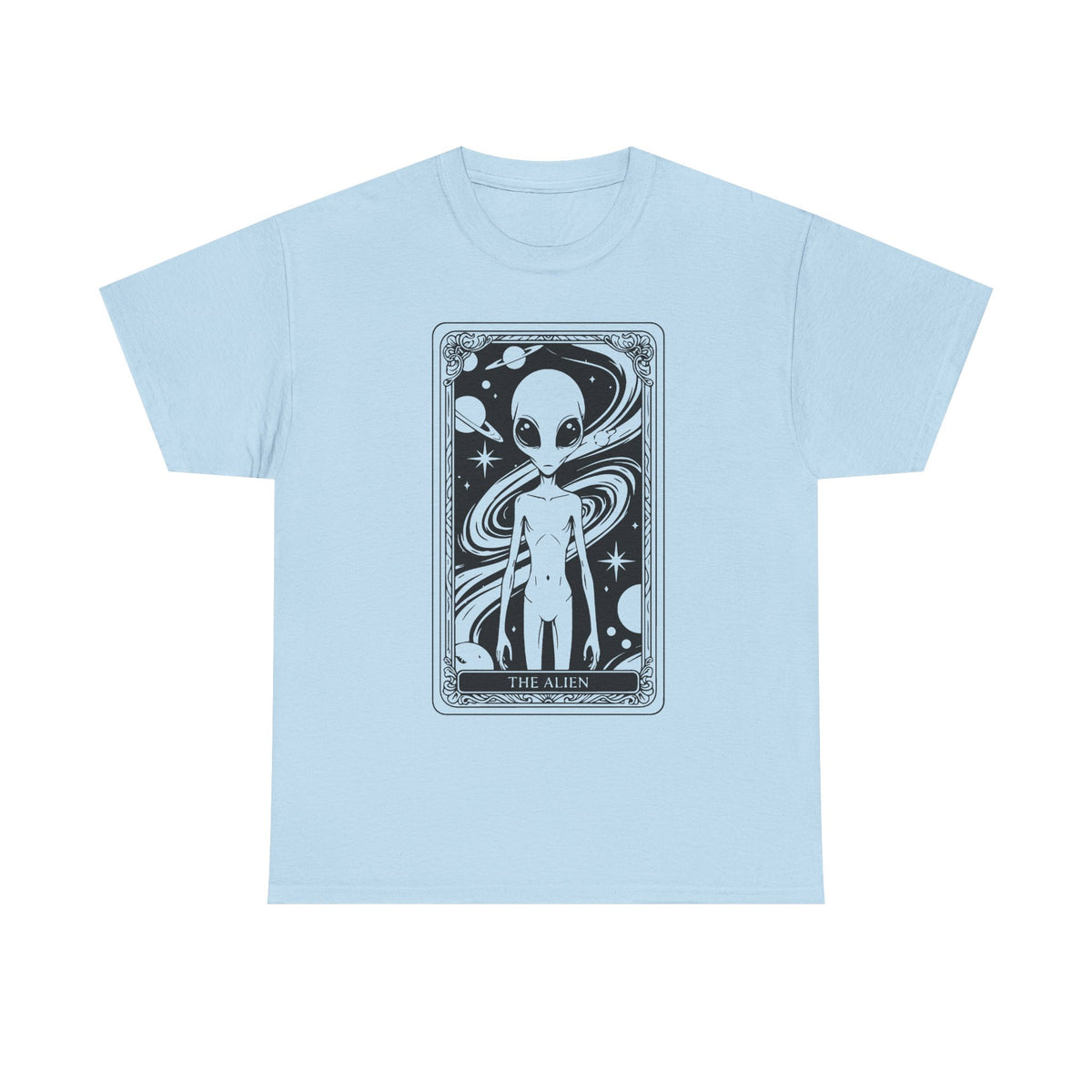 Alien Tarot Graphic Tee — Cosmic Space Alien Illustration Shirt