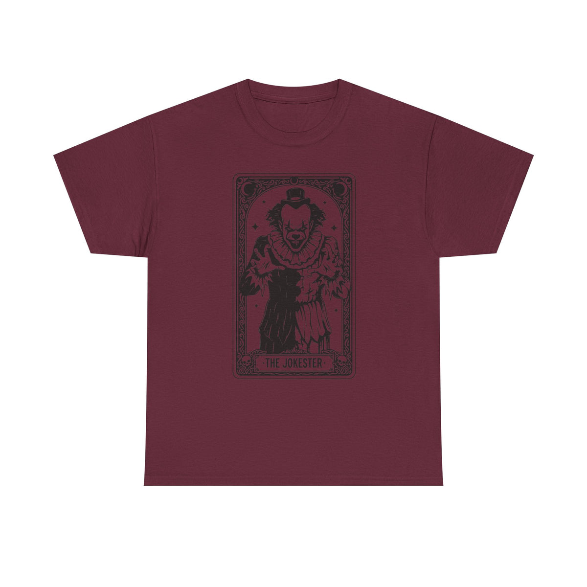 The Jokester Tarot Tee — Vintage Black & White Clown Graphic T‑Shirt