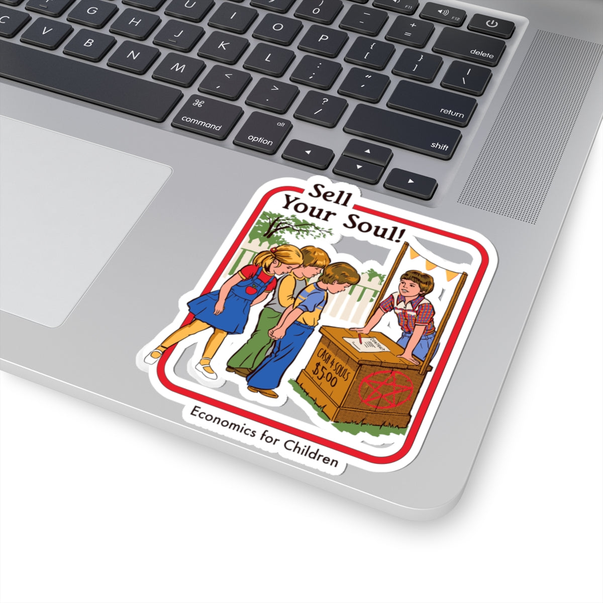 Sticker — "Sell Your Soul!" Retro Kids Lemonade Stand Sticker (Economics for Children)