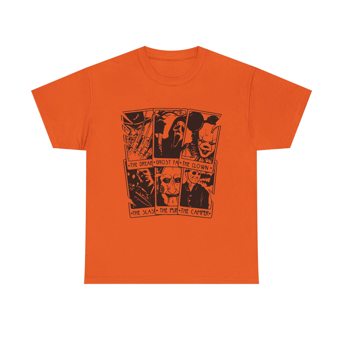 Horror Comic Panel T-Shirt — Ghost, Clown & Skull Graphic Tee
