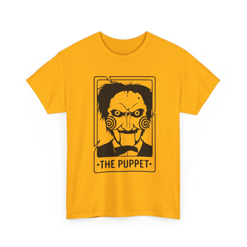 Horror Puppet Graphic Tee — "The Puppet" Vintage Creepy Mask T‑Shirt