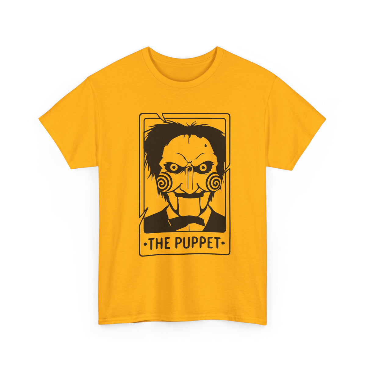 Horror Puppet Graphic Tee — "The Puppet" Vintage Creepy Mask T‑Shirt