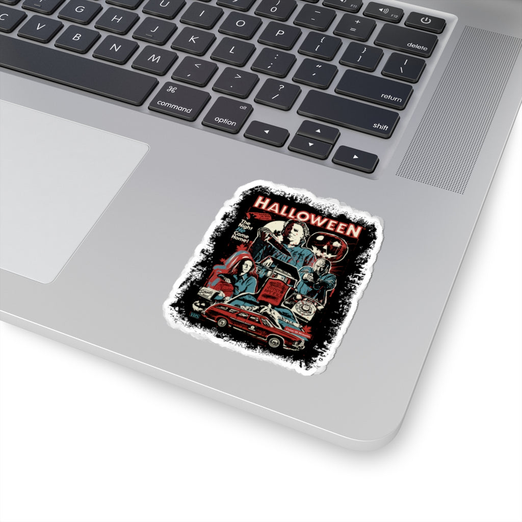 Halloween Horror Collage Kiss-Cut Sticker — Michael Myers Retro Movie Poster Design