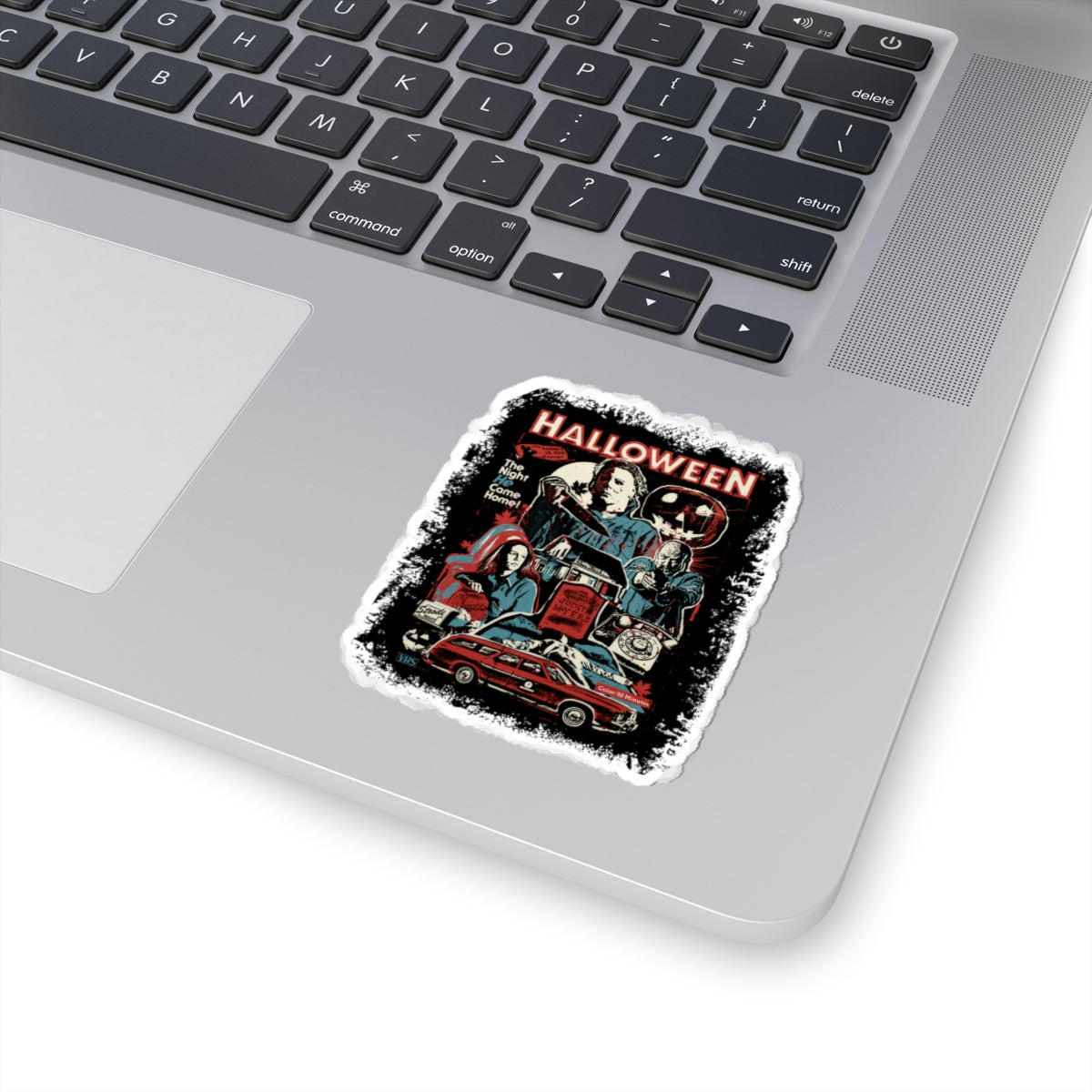 Halloween Horror Collage Kiss-Cut Sticker — Michael Myers Retro Movie Poster Design