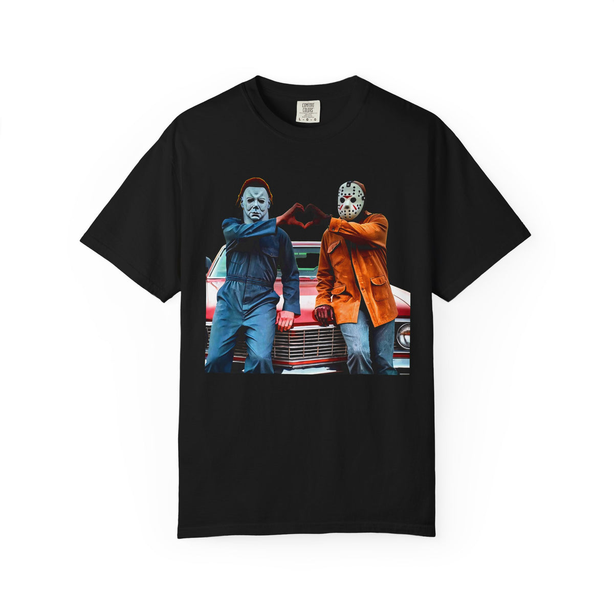 Horror Movie Duo Graphic T-Shirt — Michael & Jason Car Scene