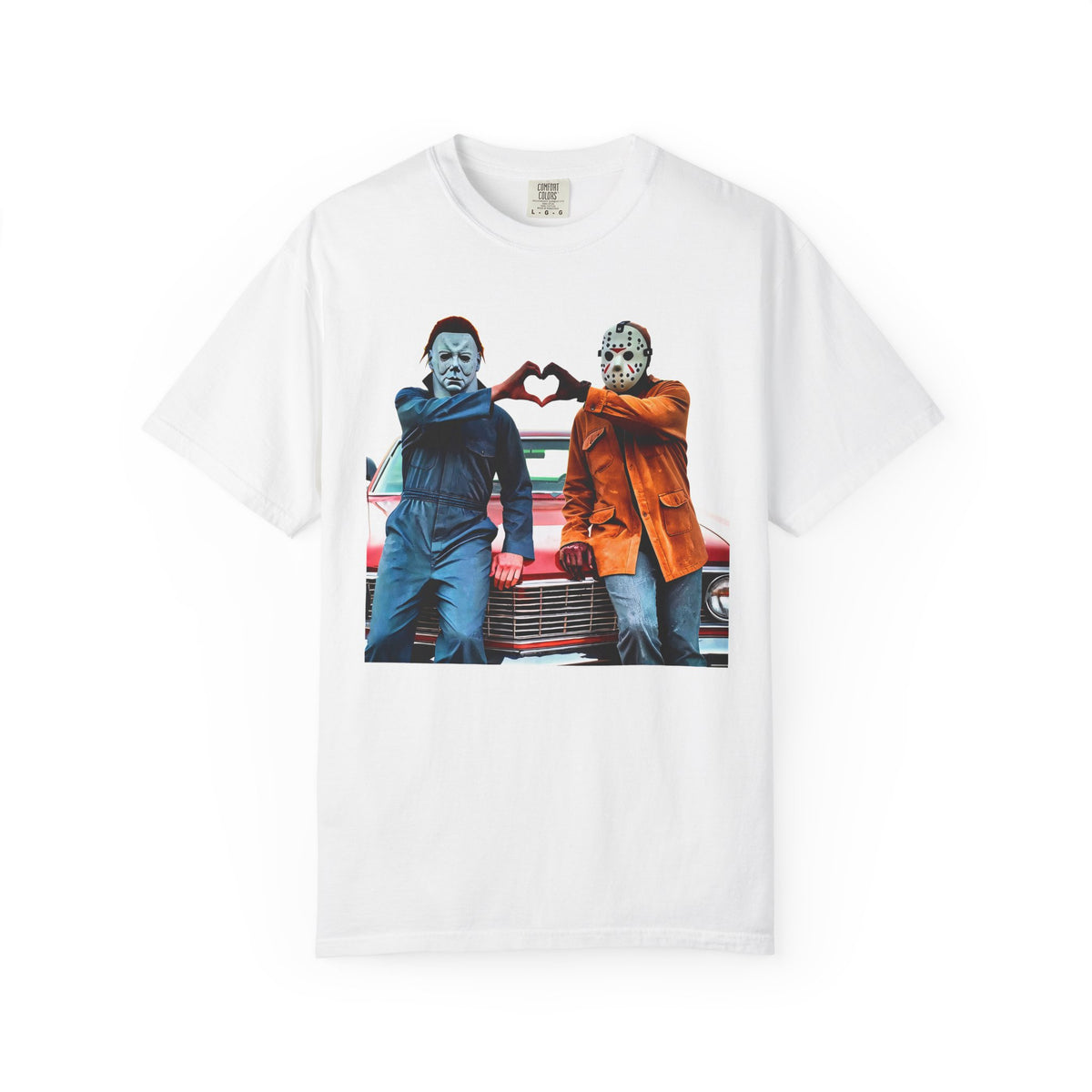 Horror Movie Duo Graphic T-Shirt — Michael & Jason Car Scene