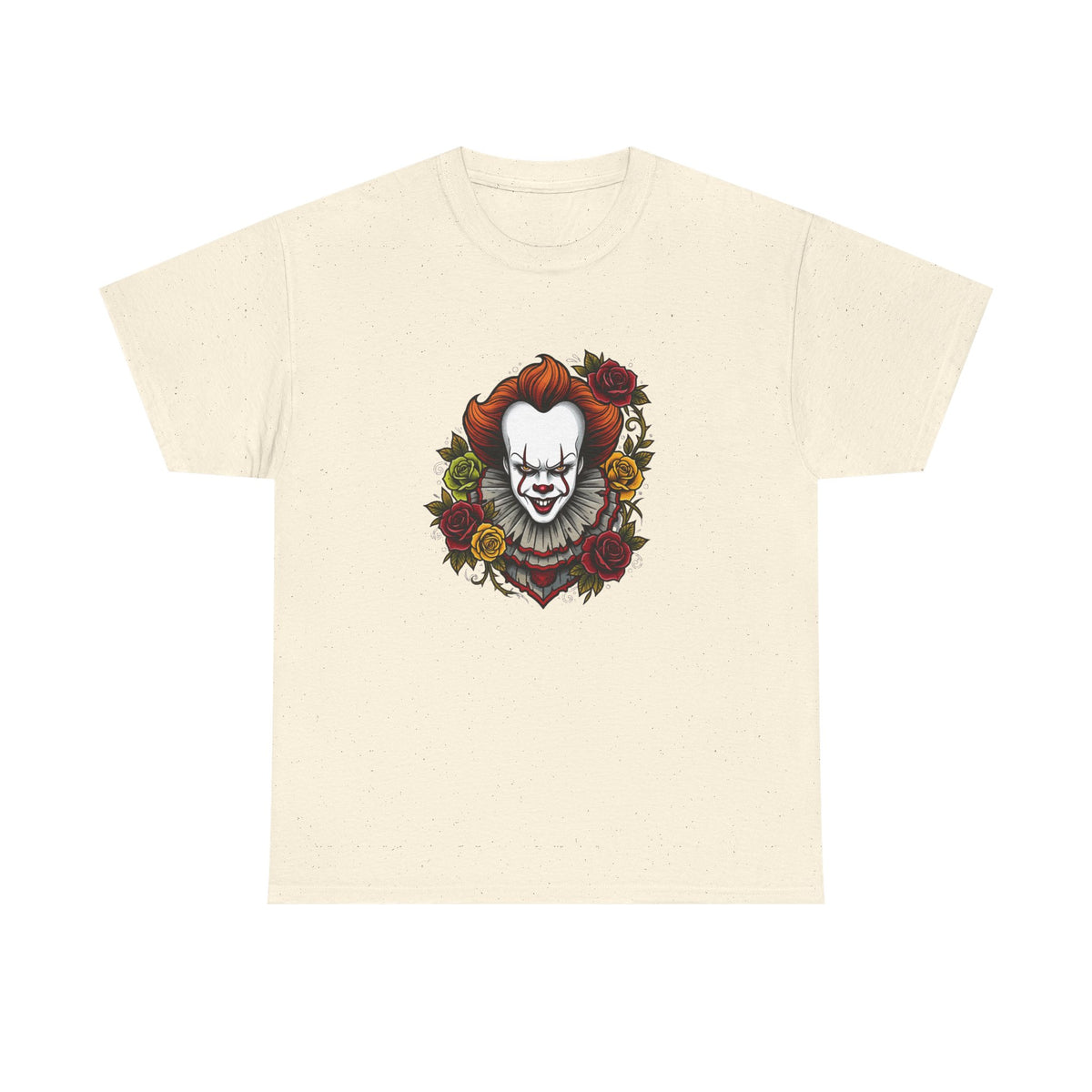 Horror Clown Tee — Pennywise Floral Portrait Graphic T-Shirt