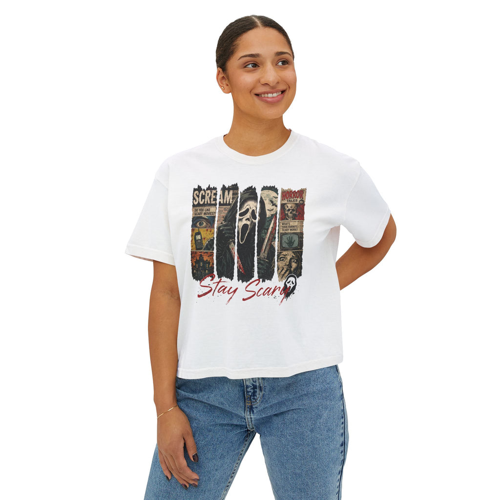 Stay Scary Scream Graphic Women's Boxy Tee