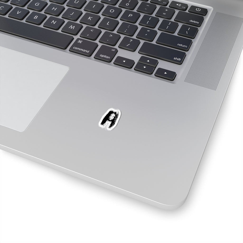 Creepy Girl Kiss-Cut Sticker — Horror Laptop Decal