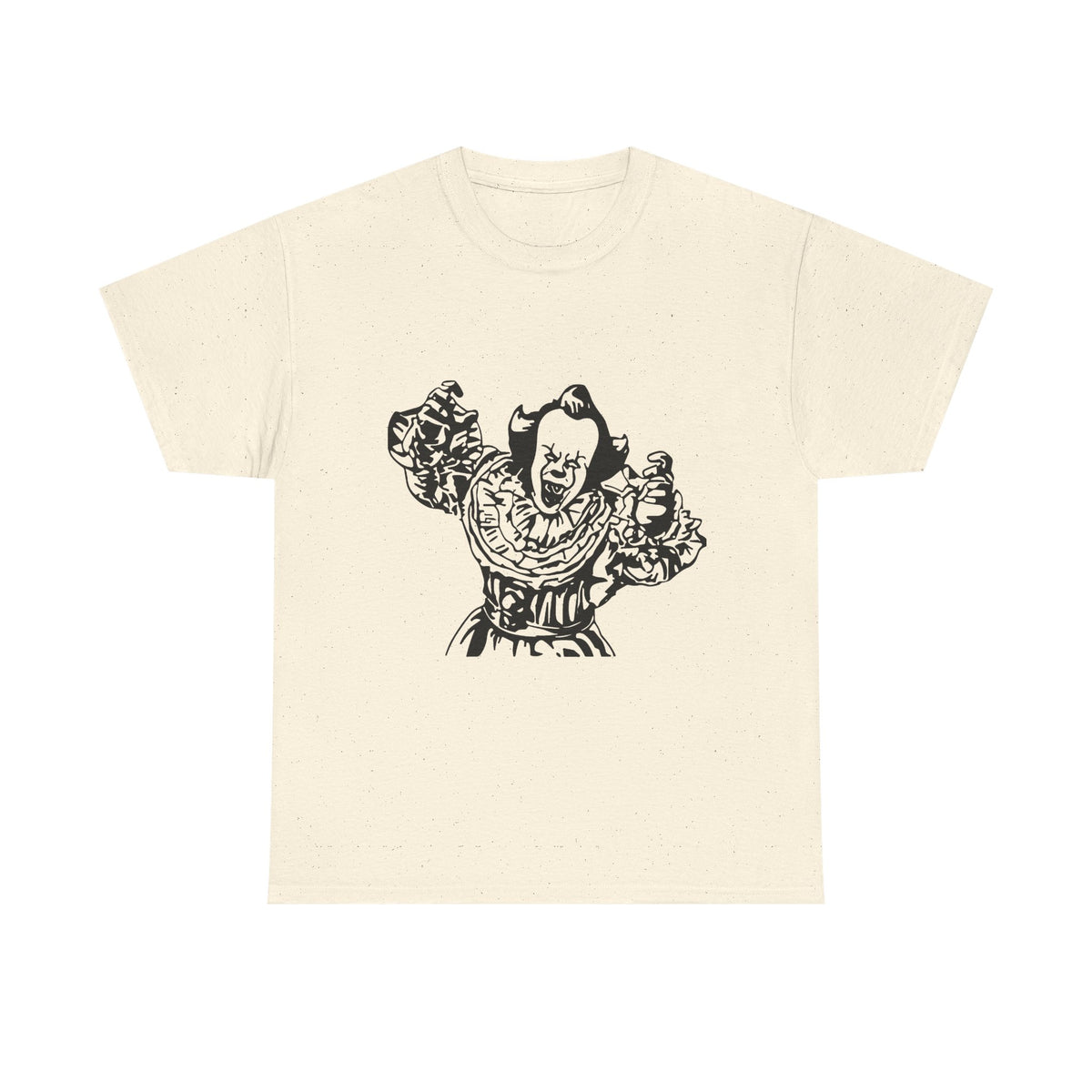Clown Graphic Tee — Vintage Horror Pennywise-Style Black Illustration