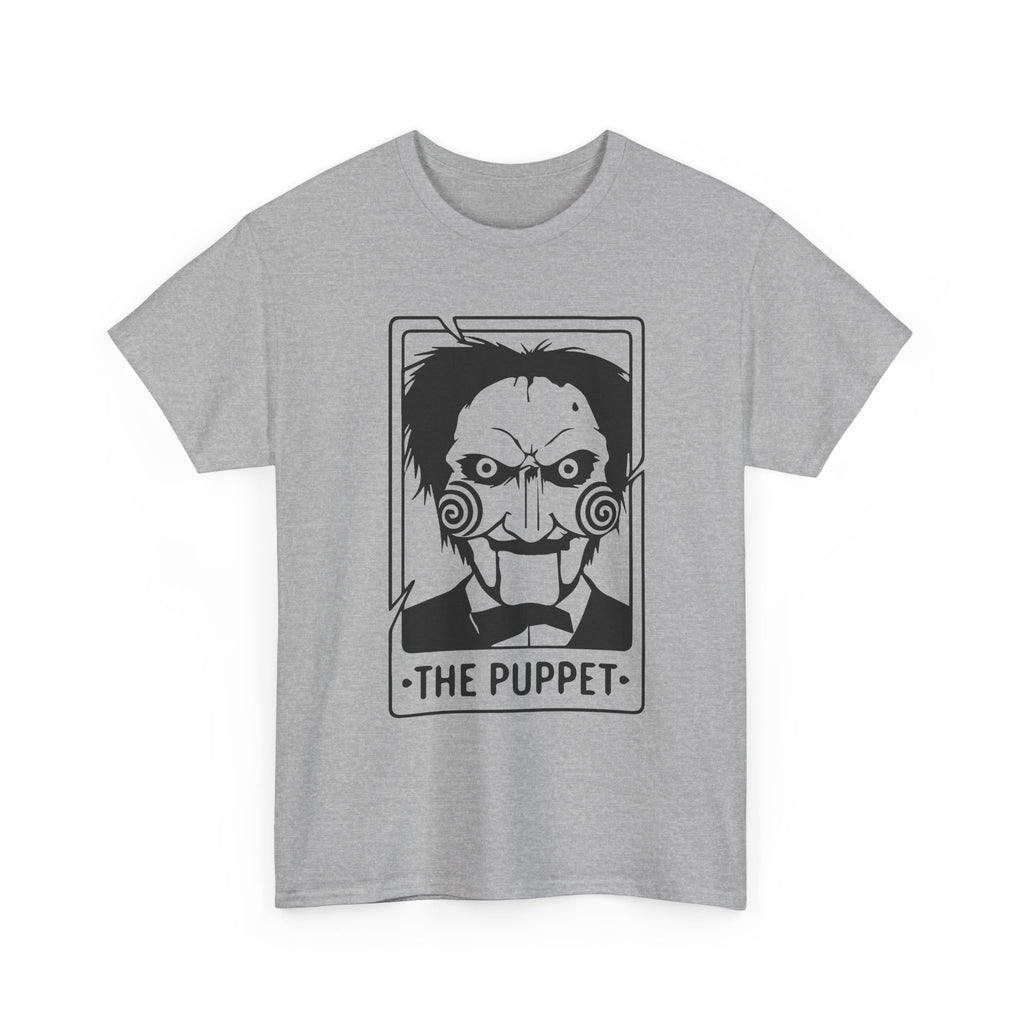 Horror Puppet Graphic Tee — "The Puppet" Vintage Creepy Mask T‑Shirt