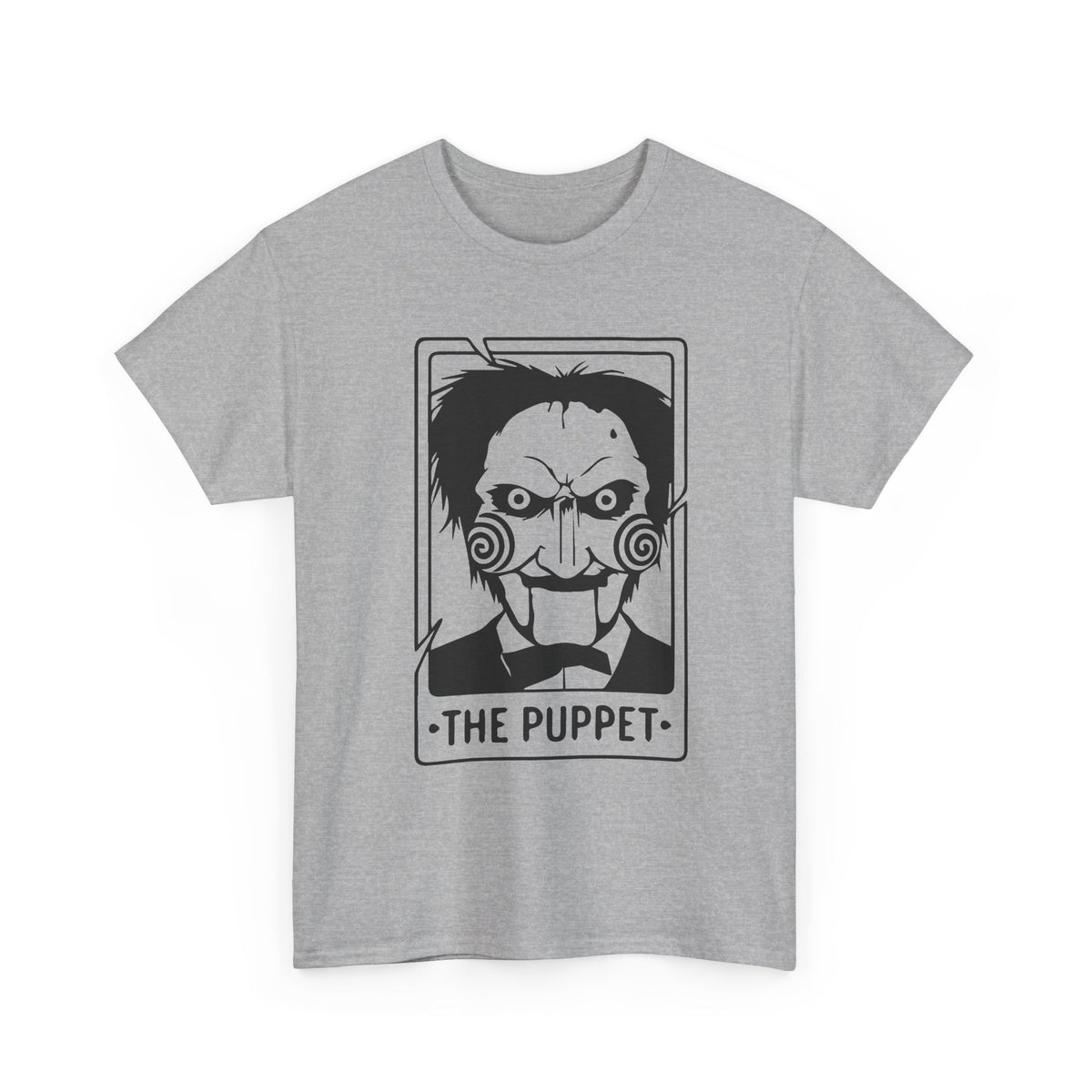 Horror Puppet Graphic Tee — "The Puppet" Vintage Creepy Mask T‑Shirt