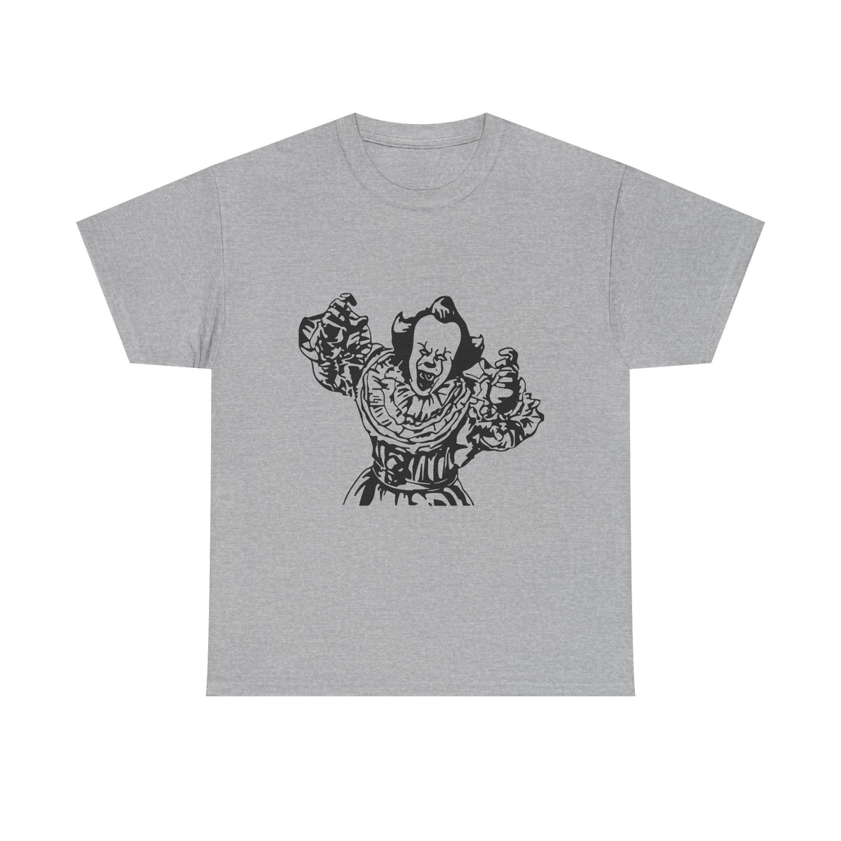 Clown Graphic Tee — Vintage Horror Pennywise-Style Black Illustration