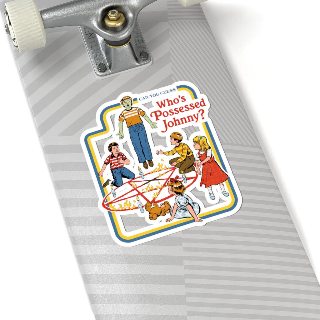 Who's Possessed Johnny? Kiss-Cut Sticker - Retro Creepy Kids Ouija Art