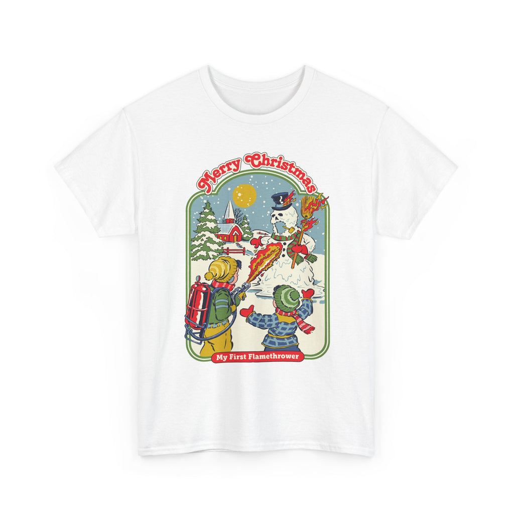 Christmas Kids Tee — 'Merry Christmas' Vintage Snowman Sledding Design
