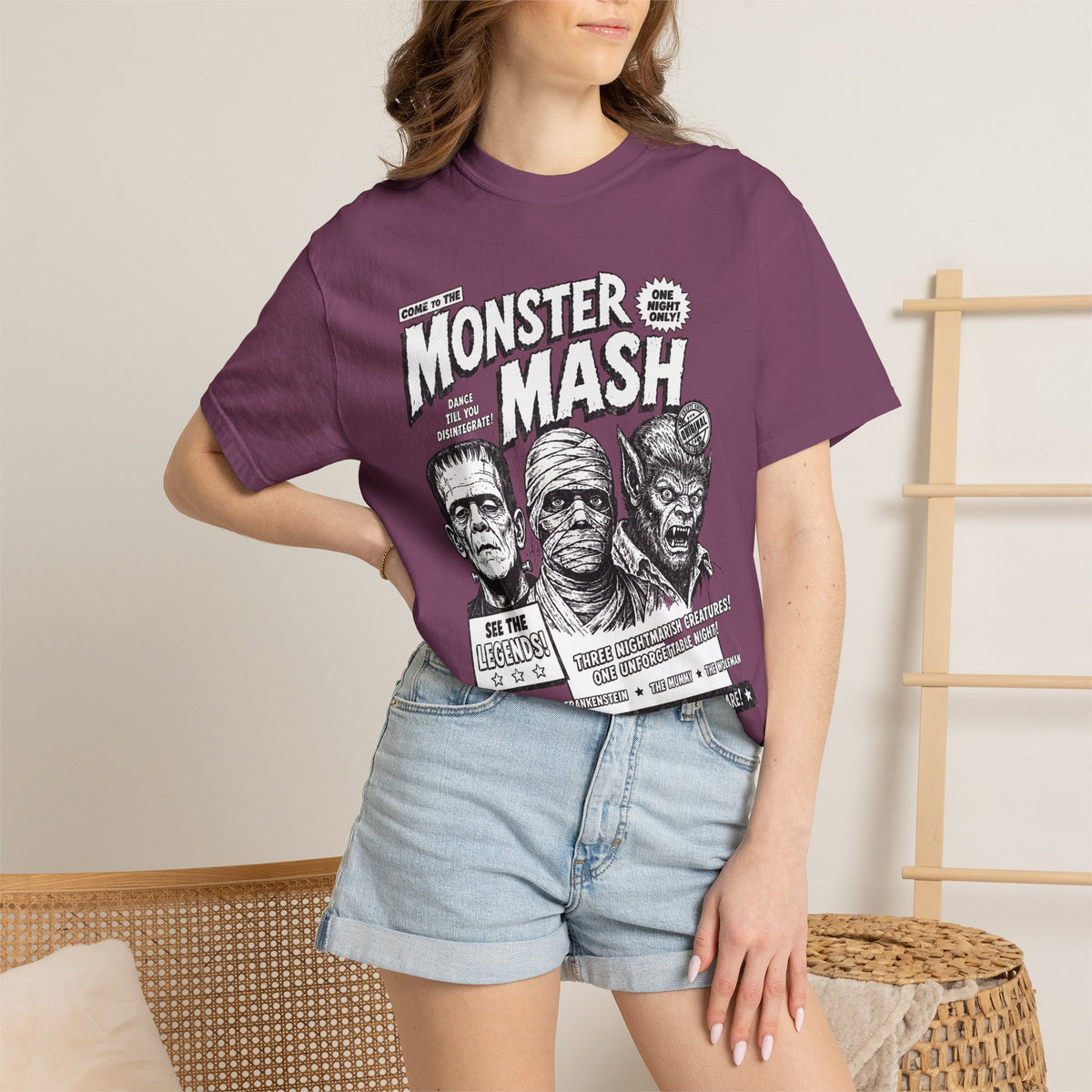 Monster Mash Vintage Horror T-Shirt — Retro Frankenstein Wolfman Mummy Concert Poster