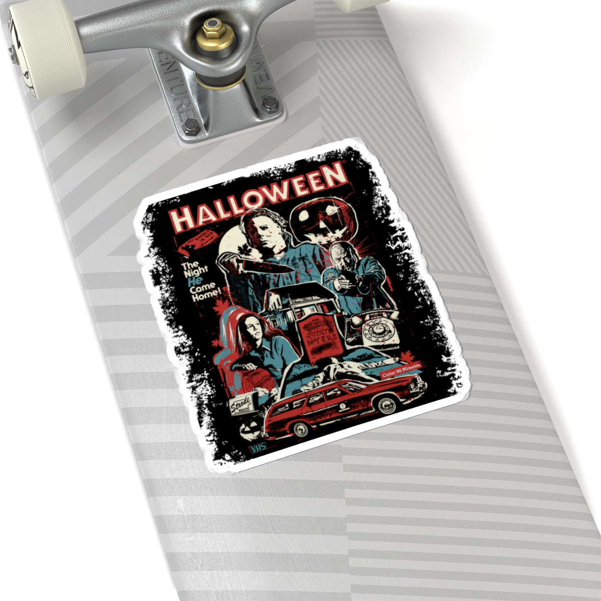 Halloween Movie Collage Sticker — Retro Michael Myers Kiss-Cut Decal
