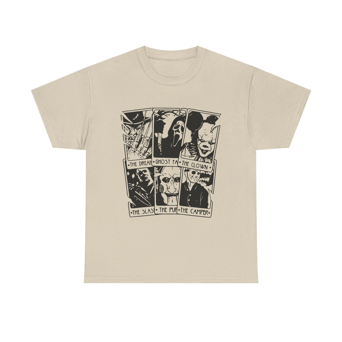 Horror Comic Panel T-Shirt — Ghost, Clown & Skull Graphic Tee