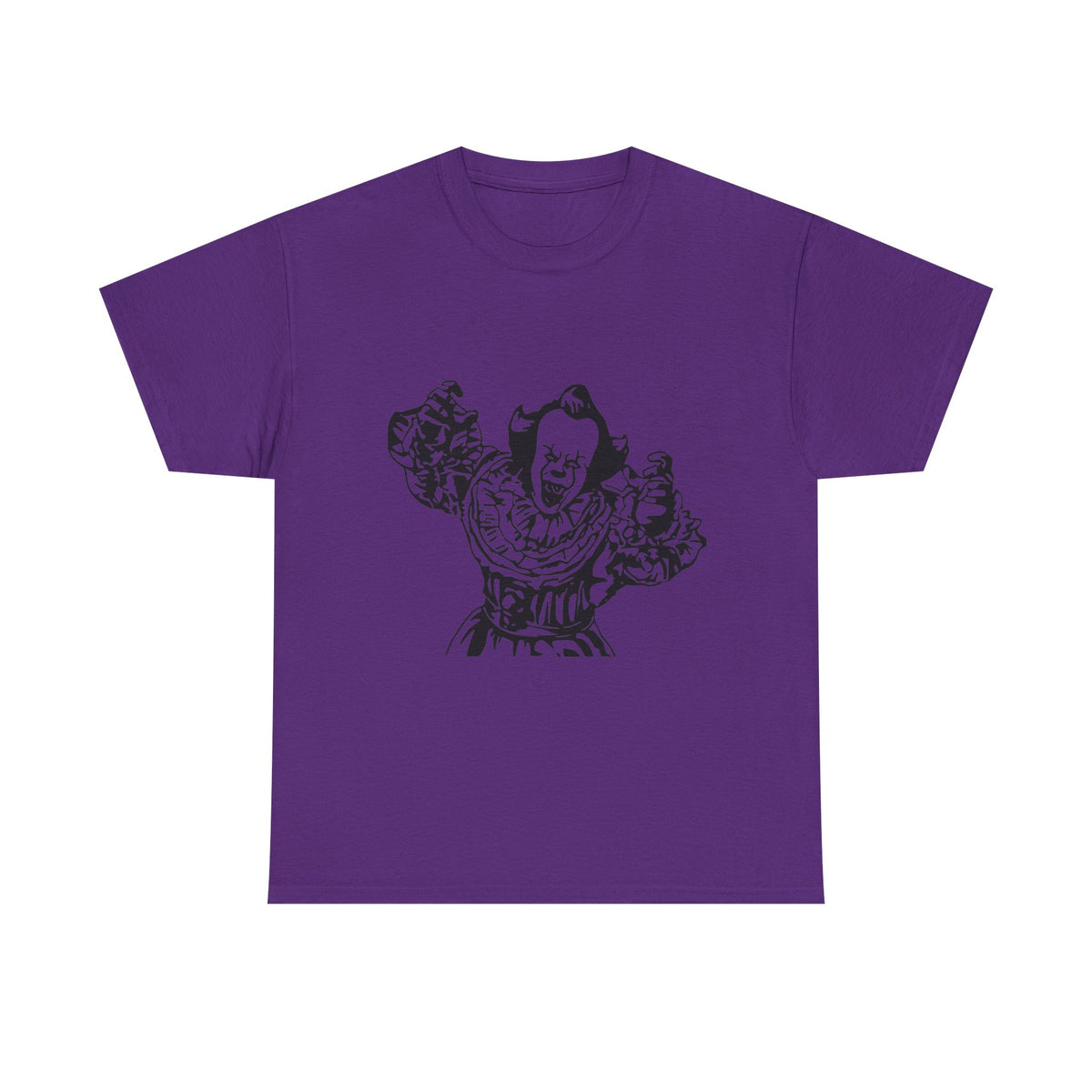 Clown Graphic Tee — Vintage Horror Pennywise-Style Black Illustration