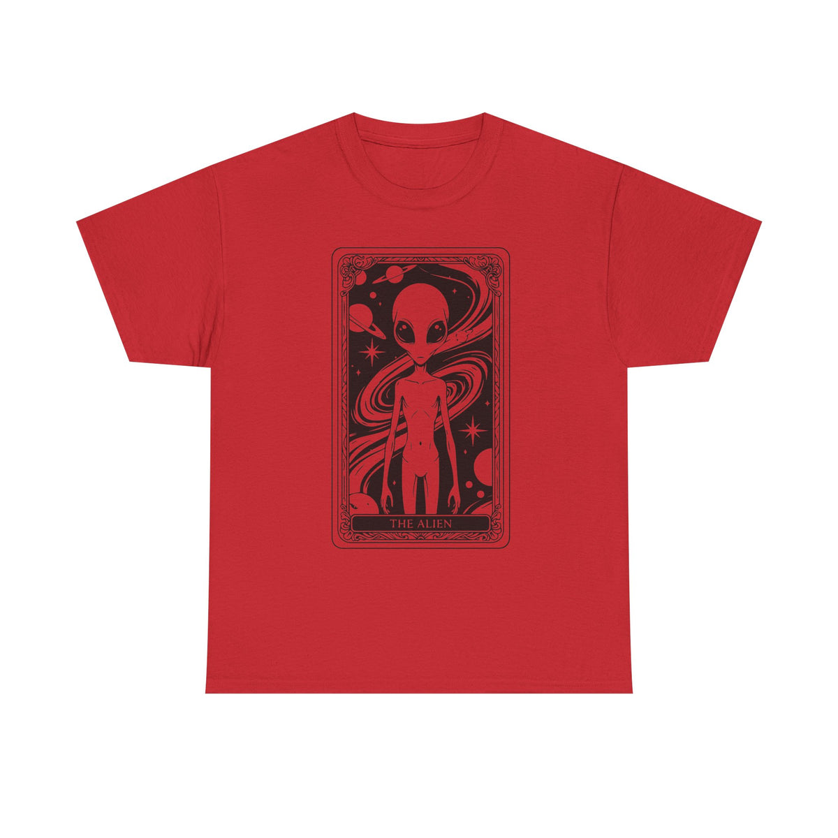 Alien Tarot Graphic Tee — Cosmic Space Alien Illustration Shirt