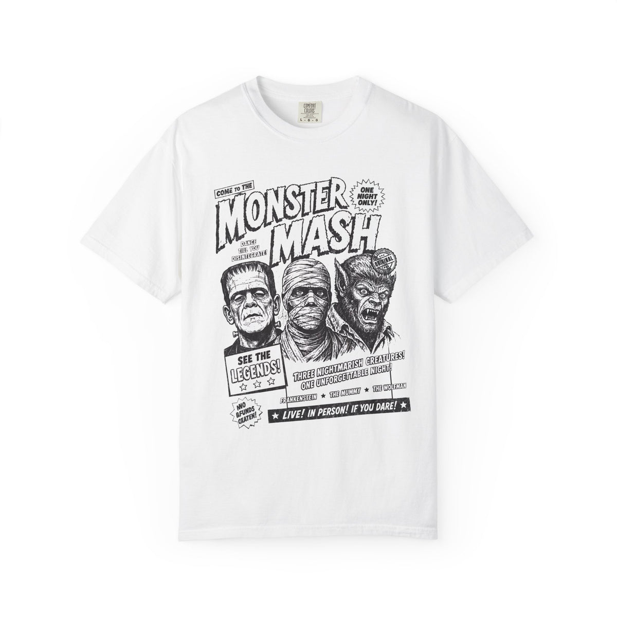 Monster Mash Vintage Horror T-Shirt — Retro Frankenstein Wolfman Mummy Concert Poster