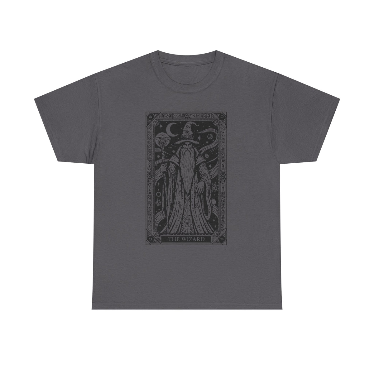 Tarot Wizard T-Shirt — Mystic Moon & Stars Occult Graphic Tee