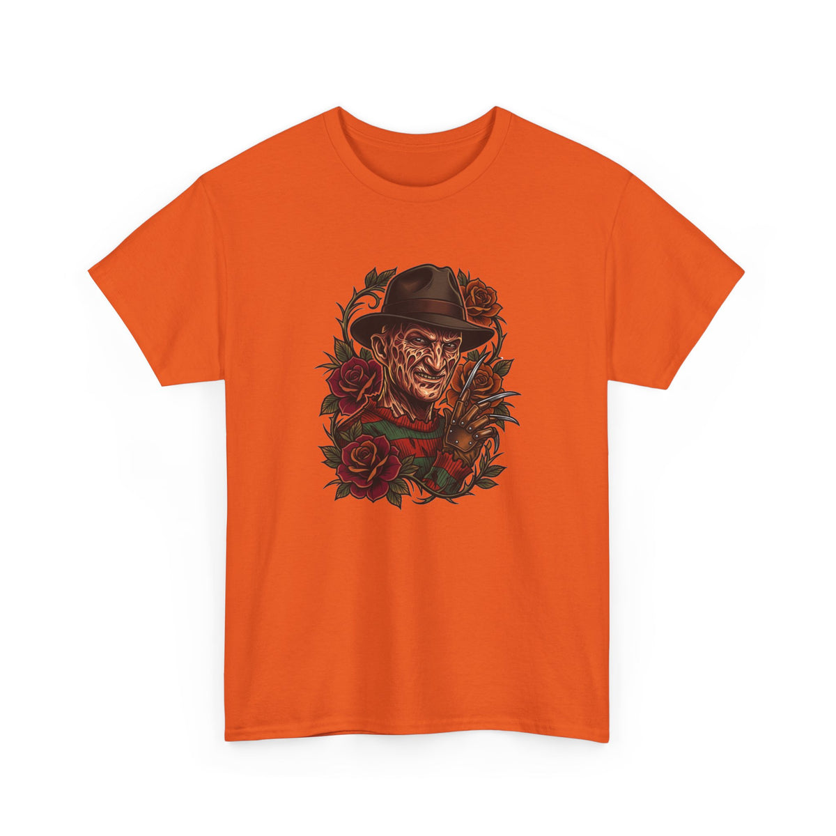Horror Rose Tee — Vintage Freddy-Inspired Nightmare Skull Graphic T-Shirt