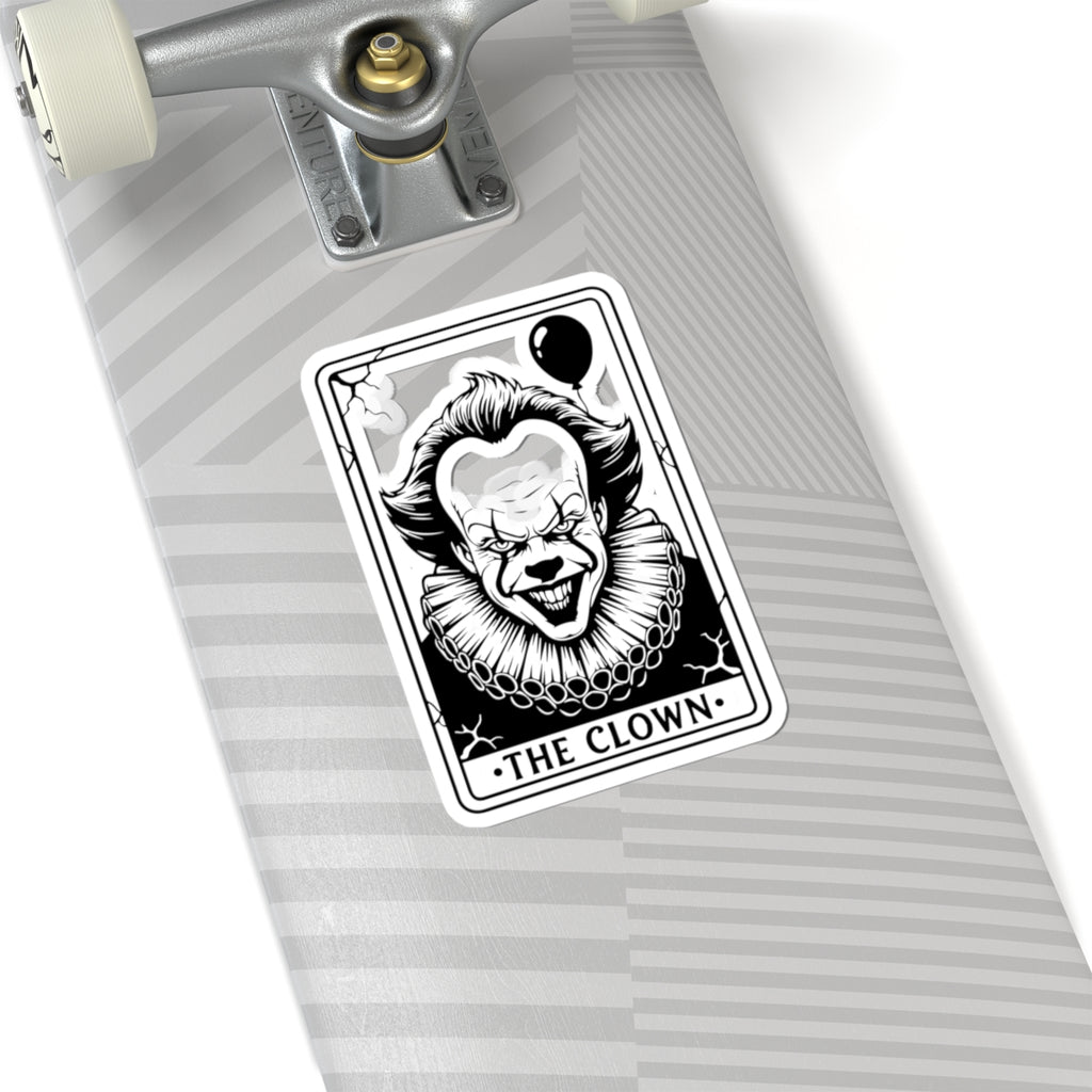 Horror Clown Kiss-Cut Sticker — “The Clown” Tarot Card Design