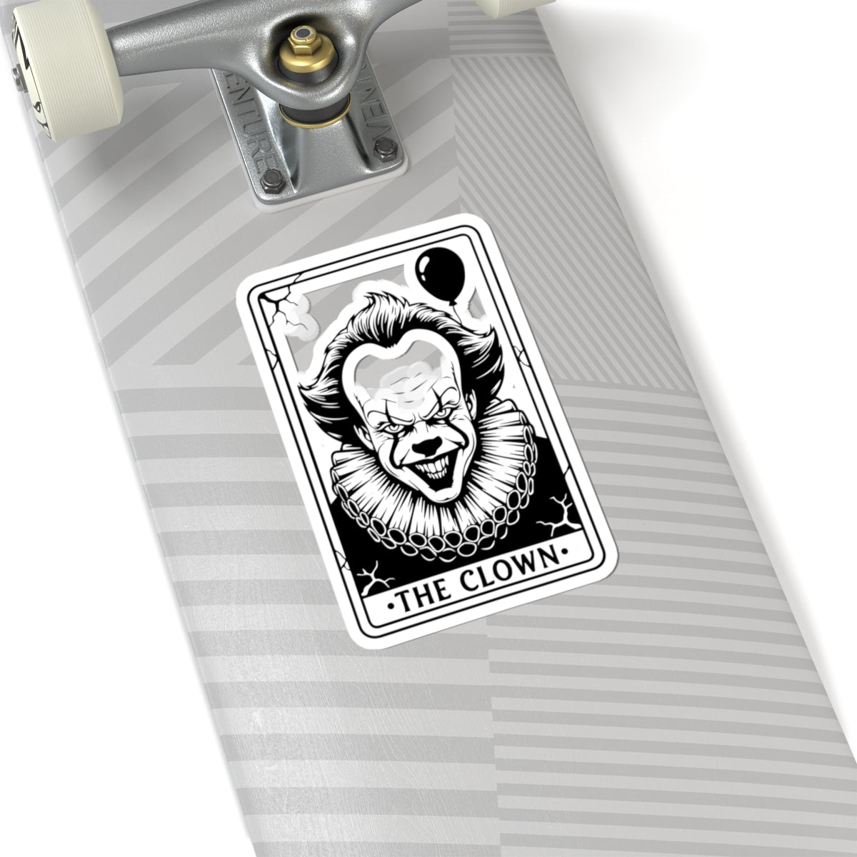 Horror Clown Kiss-Cut Sticker — “The Clown” Tarot Card Design