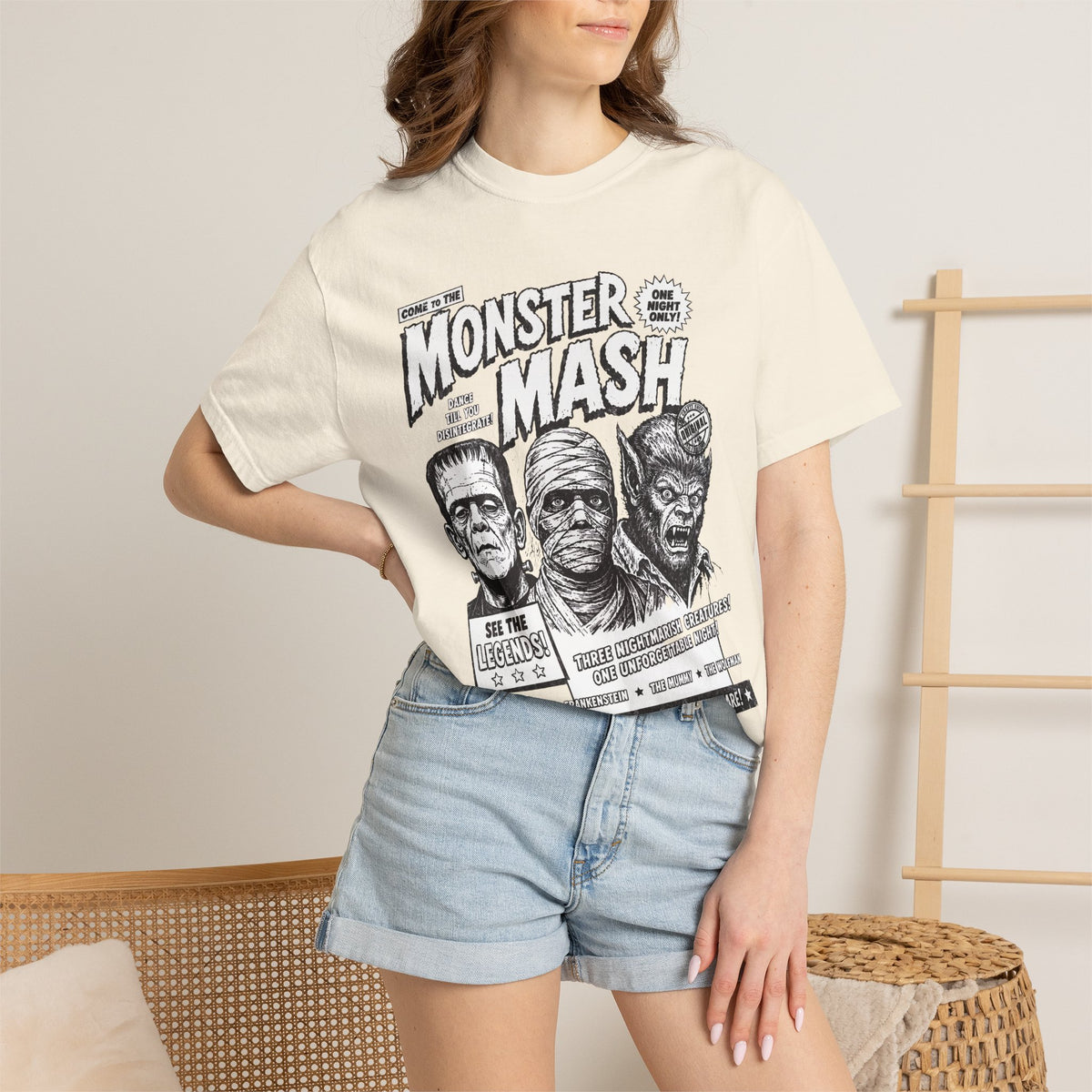 Monster Mash Vintage Horror T-Shirt — Retro Frankenstein Wolfman Mummy Concert Poster