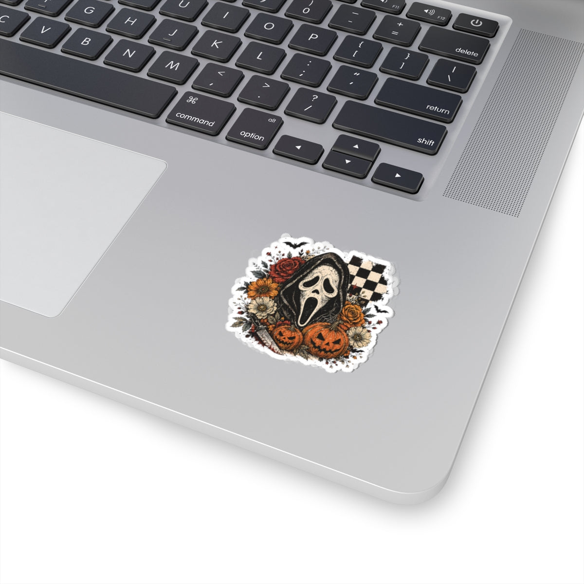 Halloween Scream Mask Kiss-Cut Sticker – Spooky Pumpkins & Roses