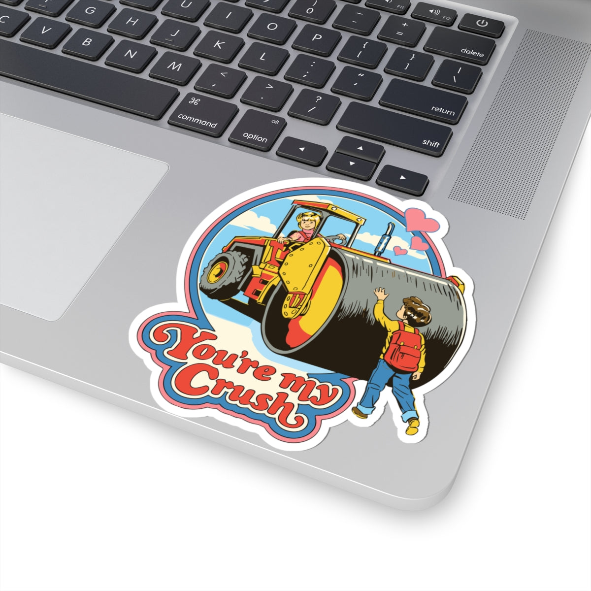 Retro 'You're My Crush' Kiss-Cut Sticker — Cute Steamroller Valentine Decor